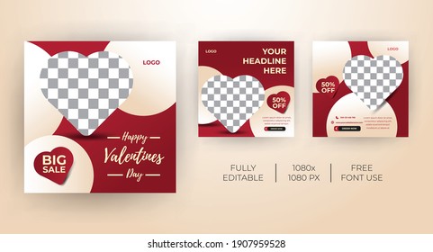 Template Kit for Valentines day theme Social Media banner. Everyone can use this design easily. Unique and Modern web banners .-Vector template