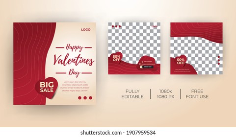 Template Kit for Valentines day theme Social Media banner. Everyone can use this design easily. Unique and Modern web banners .-Vector template