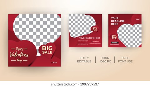 Template Kit for Valentines day theme Social Media banner. Everyone can use this design easily. Unique and Modern web banners .-Vector template