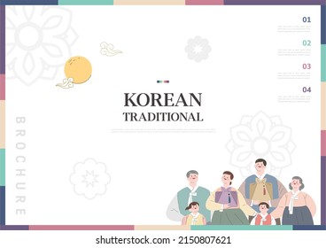 Template with Korean tradition pattern background. Brochure
