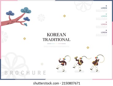 Template with Korean tradition pattern background. Brochure