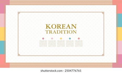 Template with Korean tradition pattern background. Brochure.