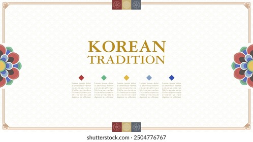 Template with Korean tradition pattern background. Brochure.