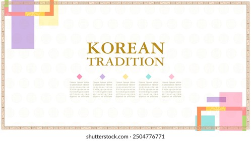 Template with Korean tradition pattern background. Brochure.