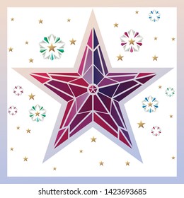 Сard template with the Kremlin star. Vector illustration for greeting cards and backgrounds.