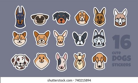 Template label design with different breeds of dogs. The dog is a symbol of 2018.