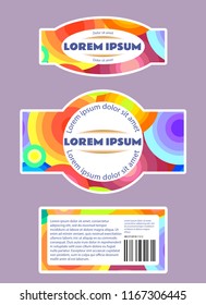 Template of label on the jar or can. Bright colored circles