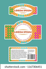 Template of label on the jar or can. balls of different colors