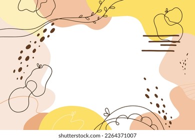 Template for labels, flyers, announcements, invitations, banners. Abstract spots, thin lines, delicate colors. Vector image.
