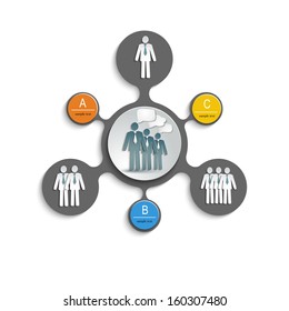 template for the labels and graphics with text and figures of people, office, business