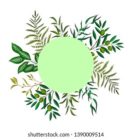 a template for labels with green leaves