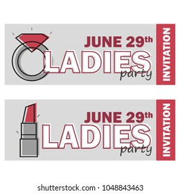 template for Ladies night party flyer, bachelorette party invitation, vector