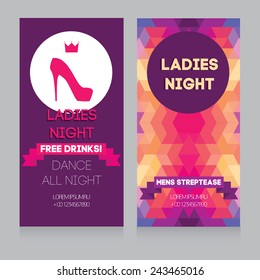 template for Ladies night party flyer, vector illustration