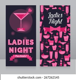 Template For Ladies Night Party Flyer, Bachelorette Party Invitation, Vector Illustration