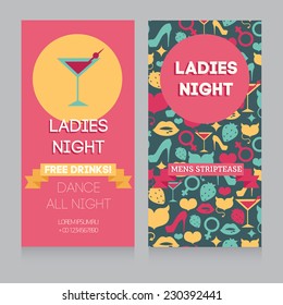 template for Ladies night party invitation, vector illustration