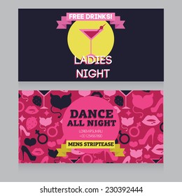 template for Ladies night party invitation, vector illustration