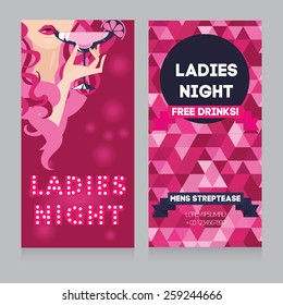 Template For Ladies Night Party Invitation, Vector Illustration