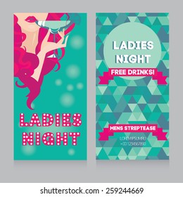 Template For Ladies Night Party Invitation, Vector Illustration