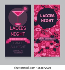 template for Ladies night party invitation, vector illustration