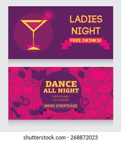 template for Ladies night party invitation, vector illustration