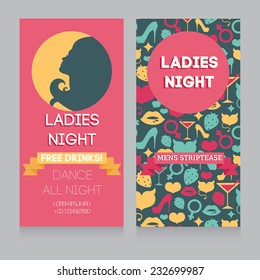 template for Ladies night party in retro disco style, vector illustration