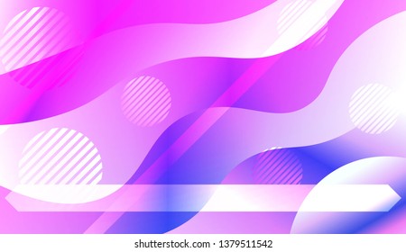Template Landing Page With Wave Geometric Shape, Lines, Circle. For Design, Presentation, Business. Vector Illustration with Color Gradient