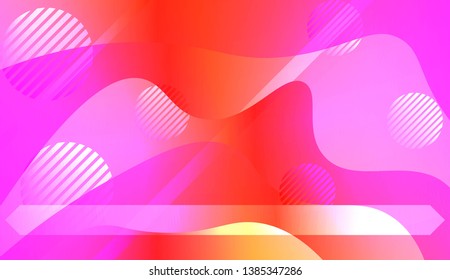 Template Landing Page With Wave Geometric Shape, Lines, Circle. For Design, Presentation, Business. Vector Illustration with Color Gradient