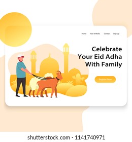 Template Landing Page Web Illustration of Eid Adha