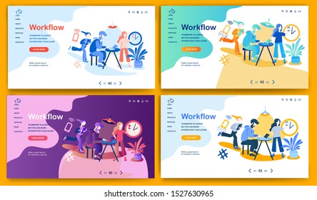Template for landing page, website or banner on the topic Workflow.
Digital flyer, also can be print advertising. Vector illustration. 