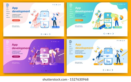 Template for landing page, website or banner on the topic App Development.
Digital flyer, also can be print advertising. Vector illustration. 