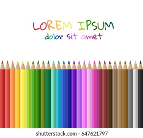 Template with a large set of colored pencils. Can be used as seamless.