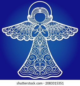 Template for laser cutting from any material. Christmas angel For the design of Christmas cards, invitations, decor elements, Christmas tree decorations. Vector