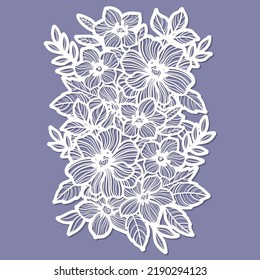 Template for laser cutting. Bouquet of flowers with leaves. Patterns for decoration. For cutting any material. Vector