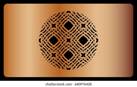 template laser cutting for Business card. Decorative geometric ornament. Vector illustration. For cutting from metal, paper. With a cutout of a decorative circle in the center