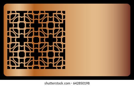 template laser cutting for Business card. Decorative geometric ornament. Vector illustration. For cutting from metal, paper.