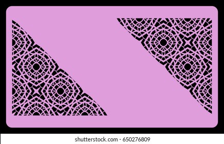 template laser cutting for Business card. Decorative geometric ornament. Vector illustration. For cutting from metal, paper.