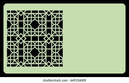 template laser cutting for card. Decorative geometric ornament. Vector illustration. For cutting from metal, paper.