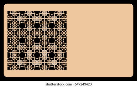 template laser cutting for card. Decorative geometric ornament. Vector illustration. For cutting from metal, paper.