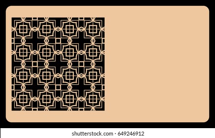 template laser cutting for card. Decorative geometric ornament. Vector illustration. For cutting from metal, paper.