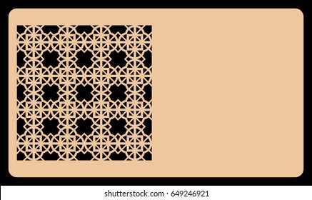 template laser cutting for card. Decorative geometric ornament. Vector illustration. For cutting from metal, paper.