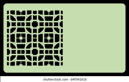 template laser cutting for card. Decorative geometric ornament. Vector illustration. For cutting from metal, paper.