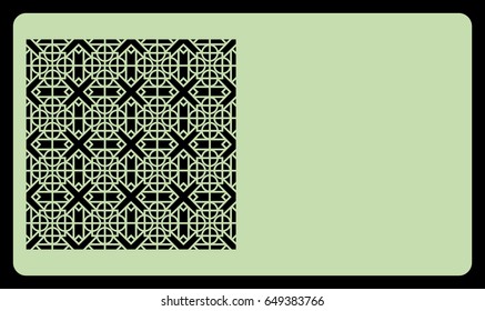 template laser cutting for card. Decorative geometric ornament. Vector illustration. For cutting from metal, paper.