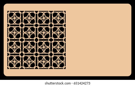 template laser cutting for card. Decorative geometric ornament. Vector illustration. For cutting from metal, paper.