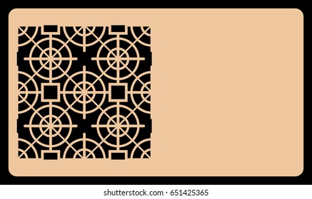 template laser cutting for card. Decorative geometric ornament. Vector illustration. For cutting from metal, paper.