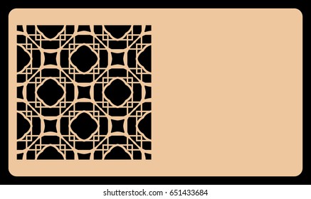 template laser cutting for card. Decorative geometric ornament. Vector illustration. For cutting from metal, paper.