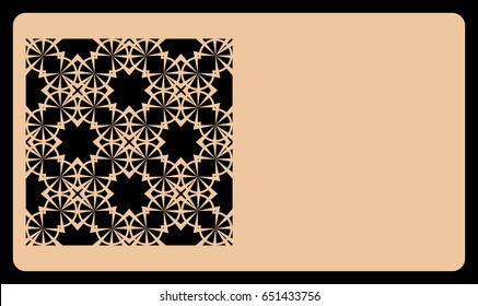 template laser cutting for card. Decorative geometric ornament. Vector illustration. For cutting from metal, paper.