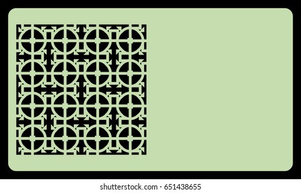 template laser cutting for card. Decorative geometric ornament. Vector illustration. For cutting from metal, paper.
