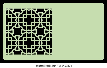 template laser cutting for card. Decorative geometric ornament. Vector illustration. For cutting from metal, paper.