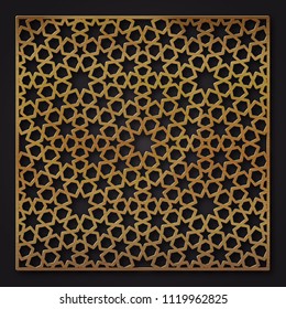 Template for laser cutting. Decorative panel with oriental geometric pattern.
