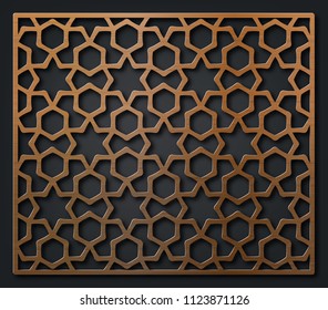 Template for laser cutting. Decorative panel with oriental pattern.